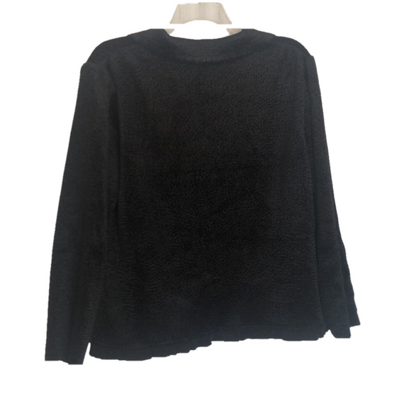 CHICOS Sz 3 Elegant Black Women's Cardigan Jacket PREWORN Pit to Pit 23 1/2" - Picture 11 of 15